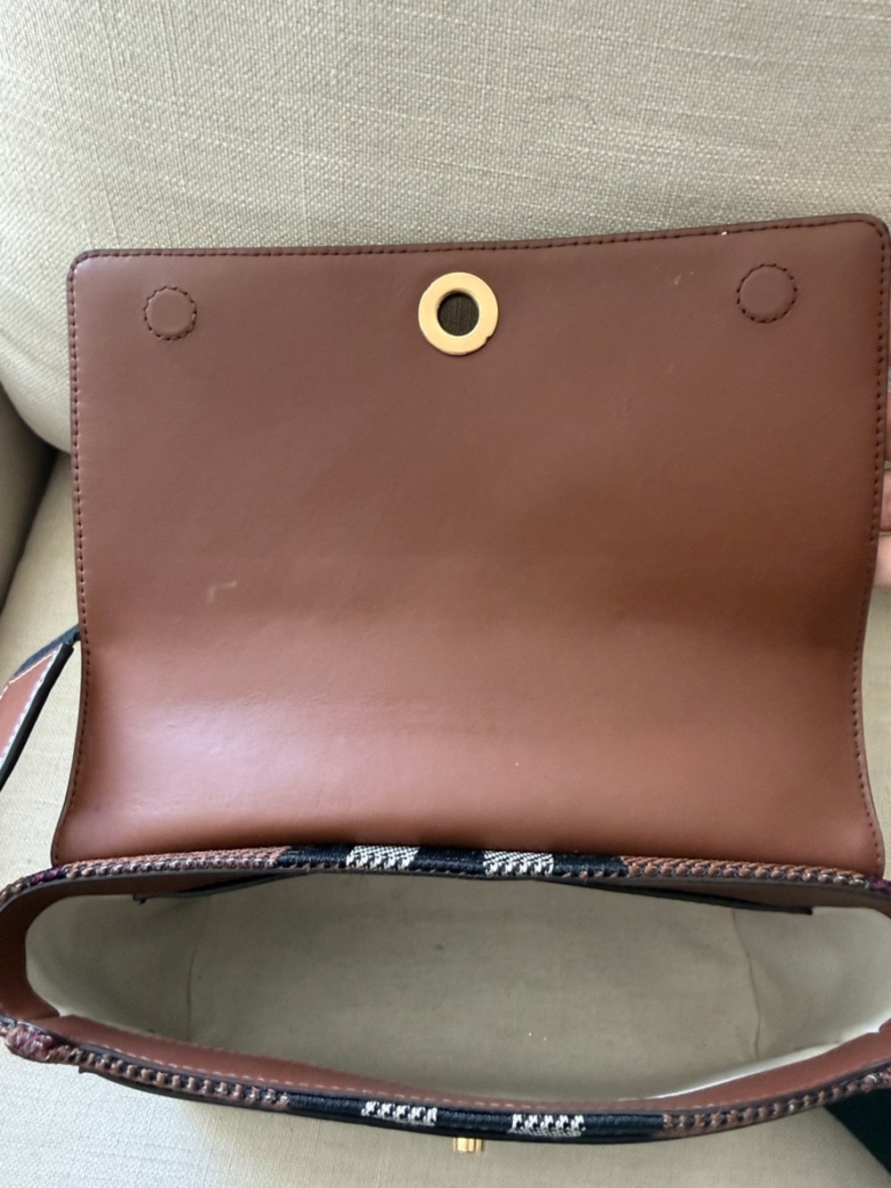 Burberry Checked Brown Crossbody Shoulder Bag with Black Strap - Picture 10 of 10